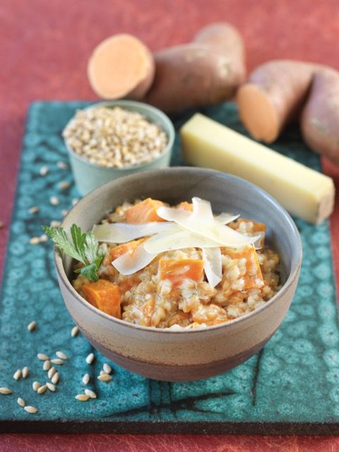 Risotto de petit épeautre, patate douce et comté